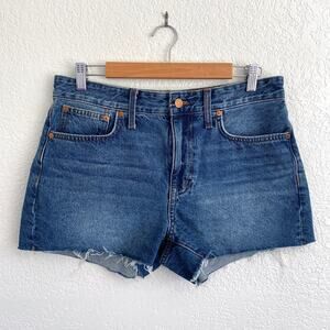 Madewell Relaxed Denim Shorts High Rise Raw‎ Hem 3” Inseam 100% Cotton Blue EUC